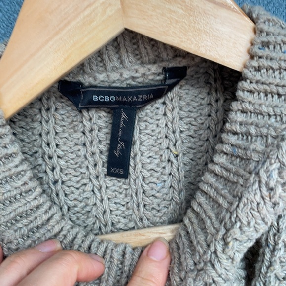 BCBG cotton sweater cold shoulders beige grey - Picture 7 of 8